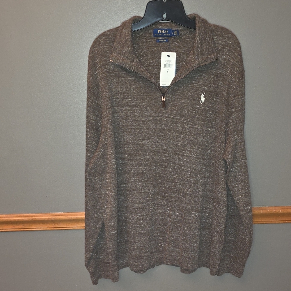 Polo by Ralph Lauren Brownish Gray Zip Up Sweater